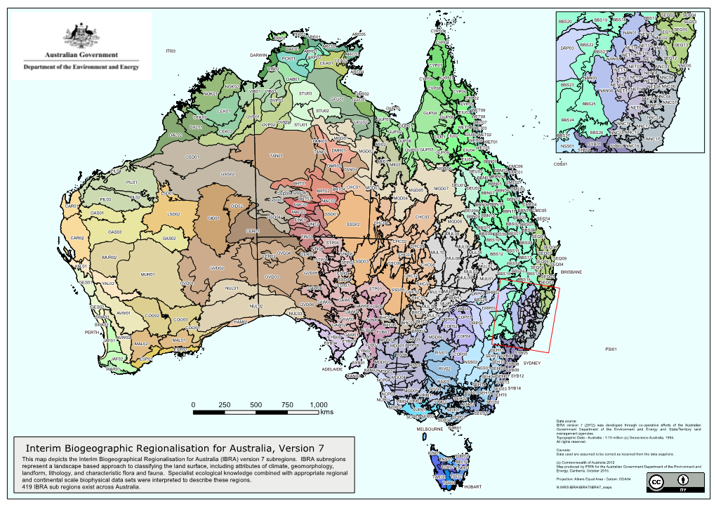 Interim Biogeographic Regionalisation for Australia, Version 7 KIN01 Data Used Are Assumed to Be Correct As Received from the Data Suppliers