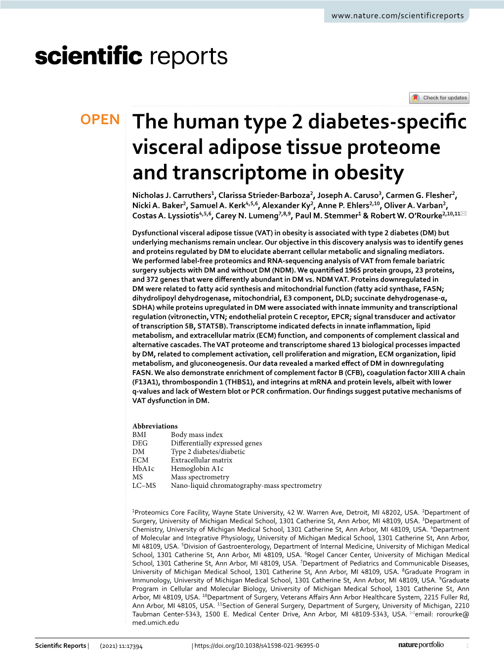 The Human Type 2 Diabetes-Specific Visceral Adipose Tissue Proteome