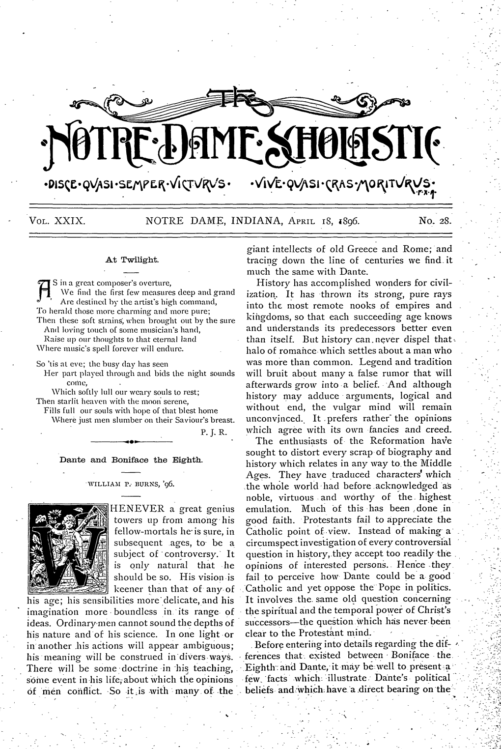 Notre Dame Scholastic, Vol. 29, No. 28