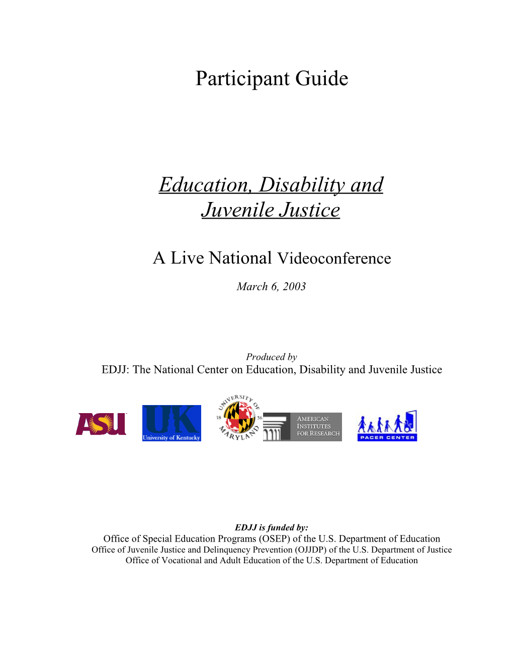 Education, Disability and Juvenile Justice