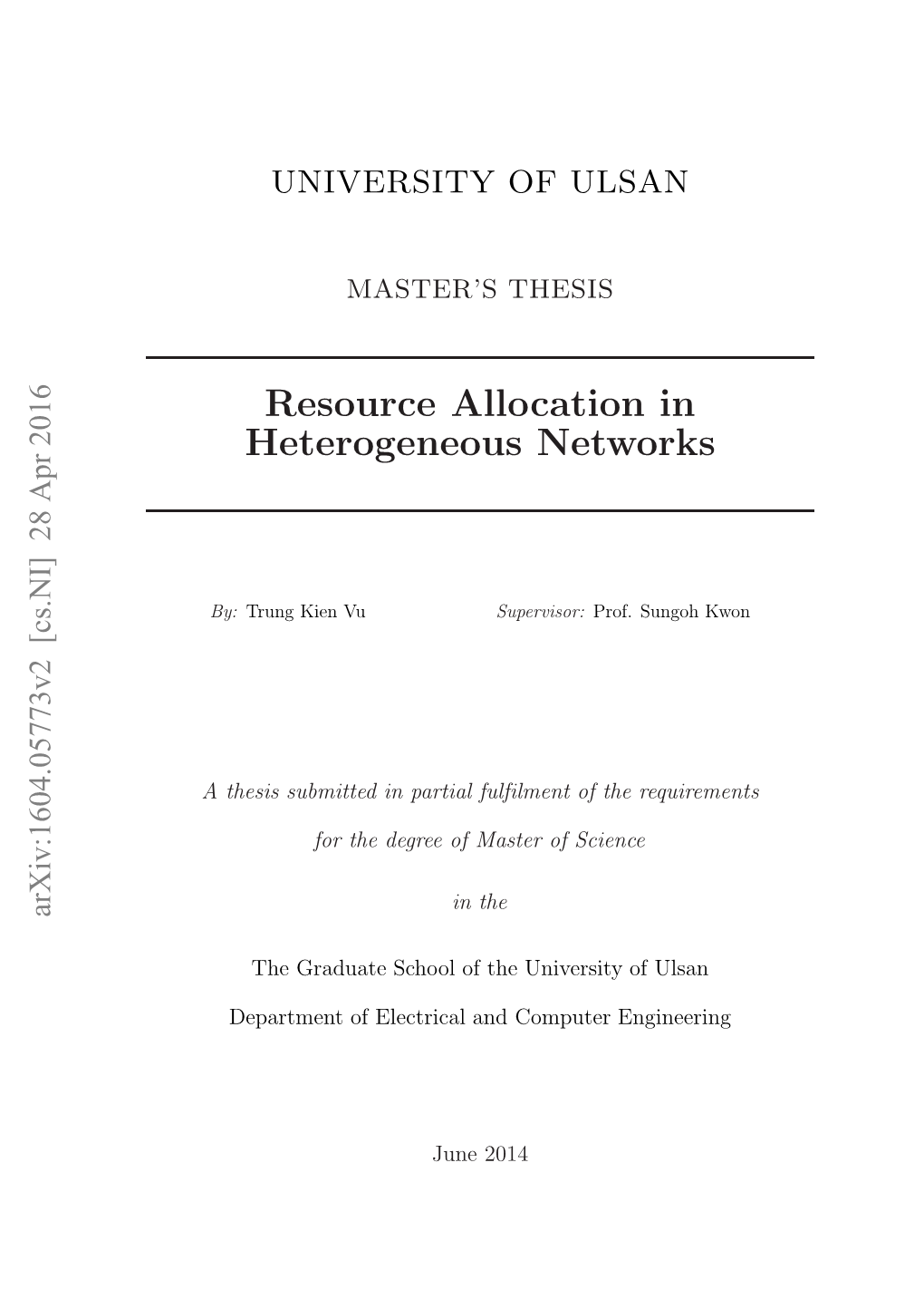 Resource Allocation in Heterogeneous Networks