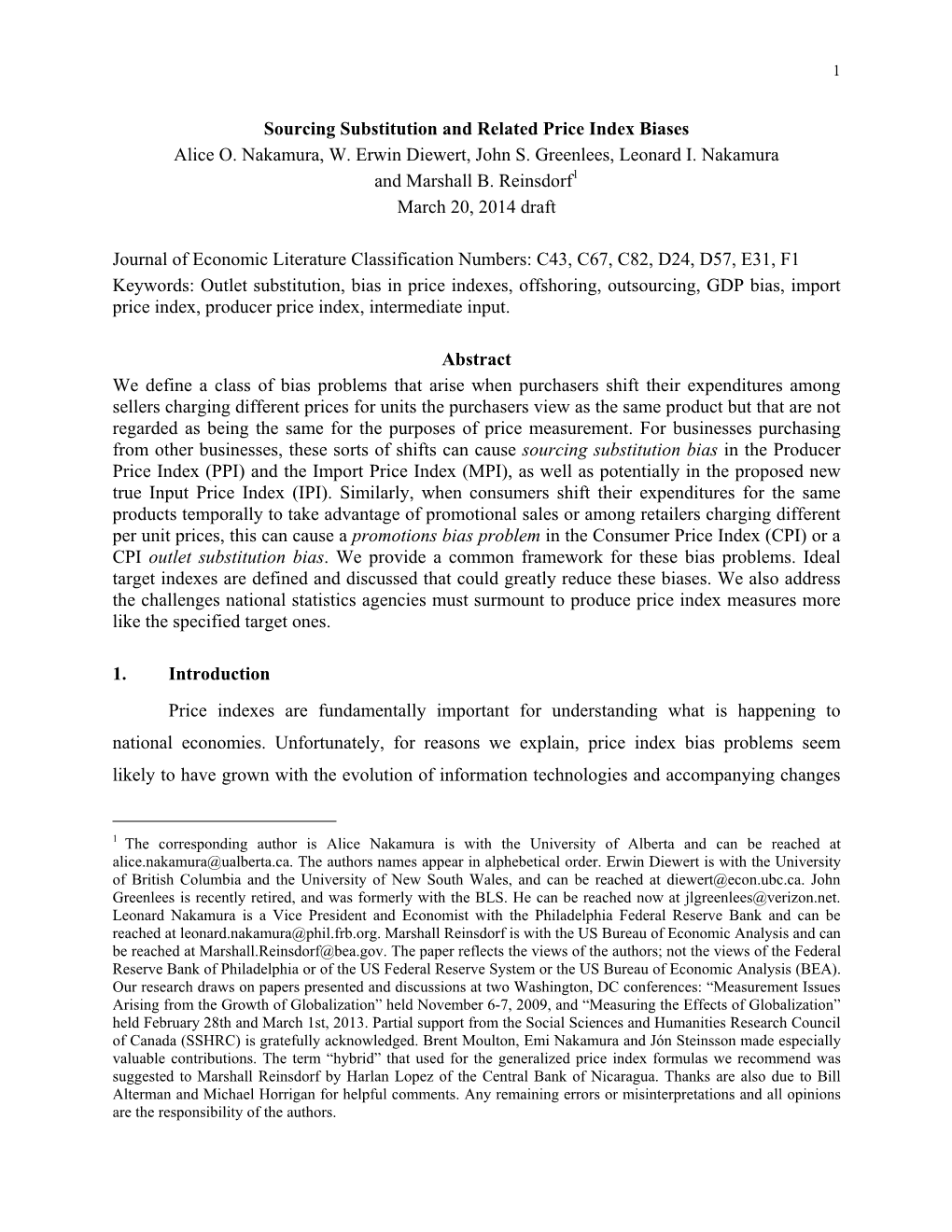 Sourcing Substitution and Related Price Index Biases Alice O