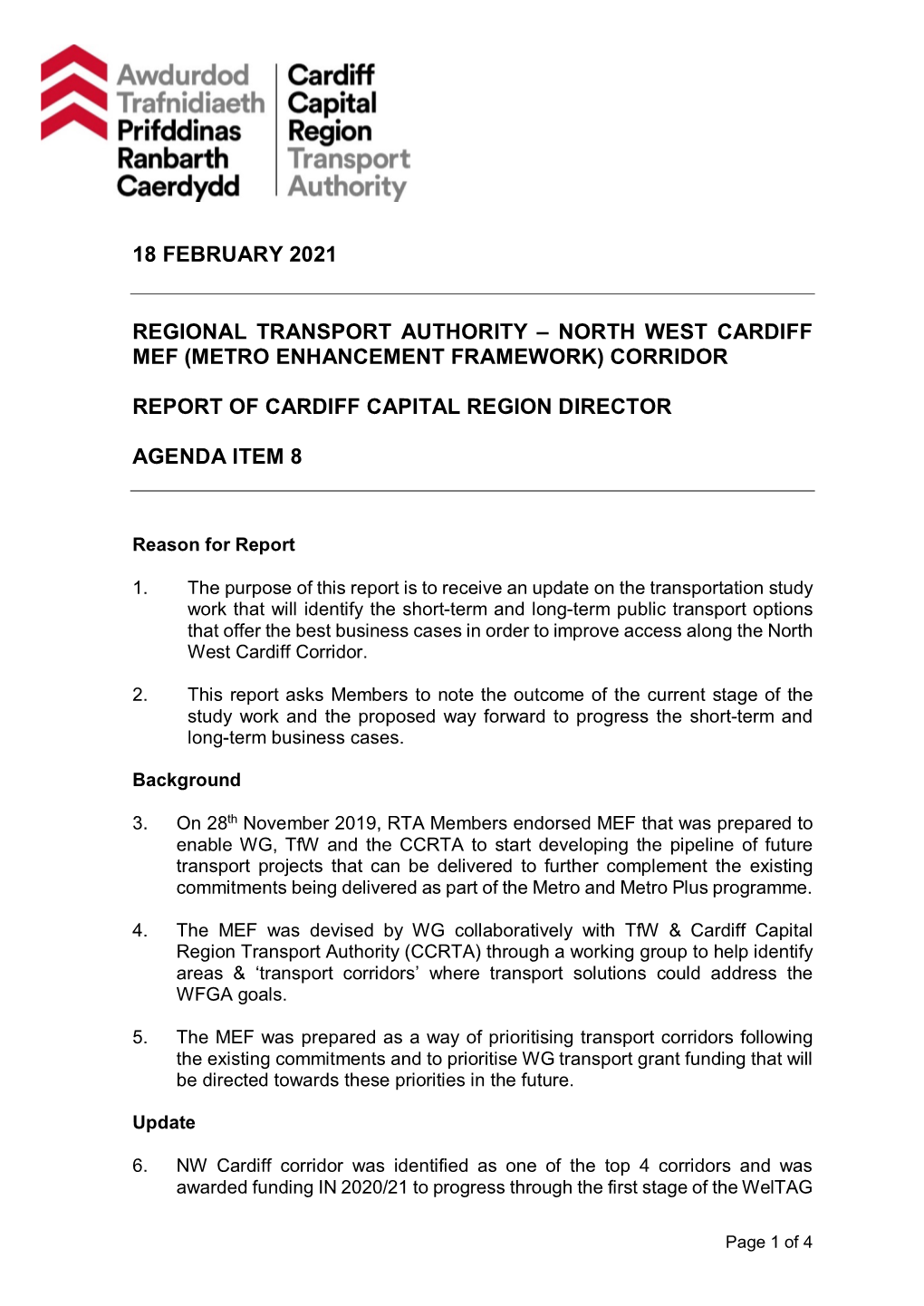 18 February 2021 Regional Transport Authority