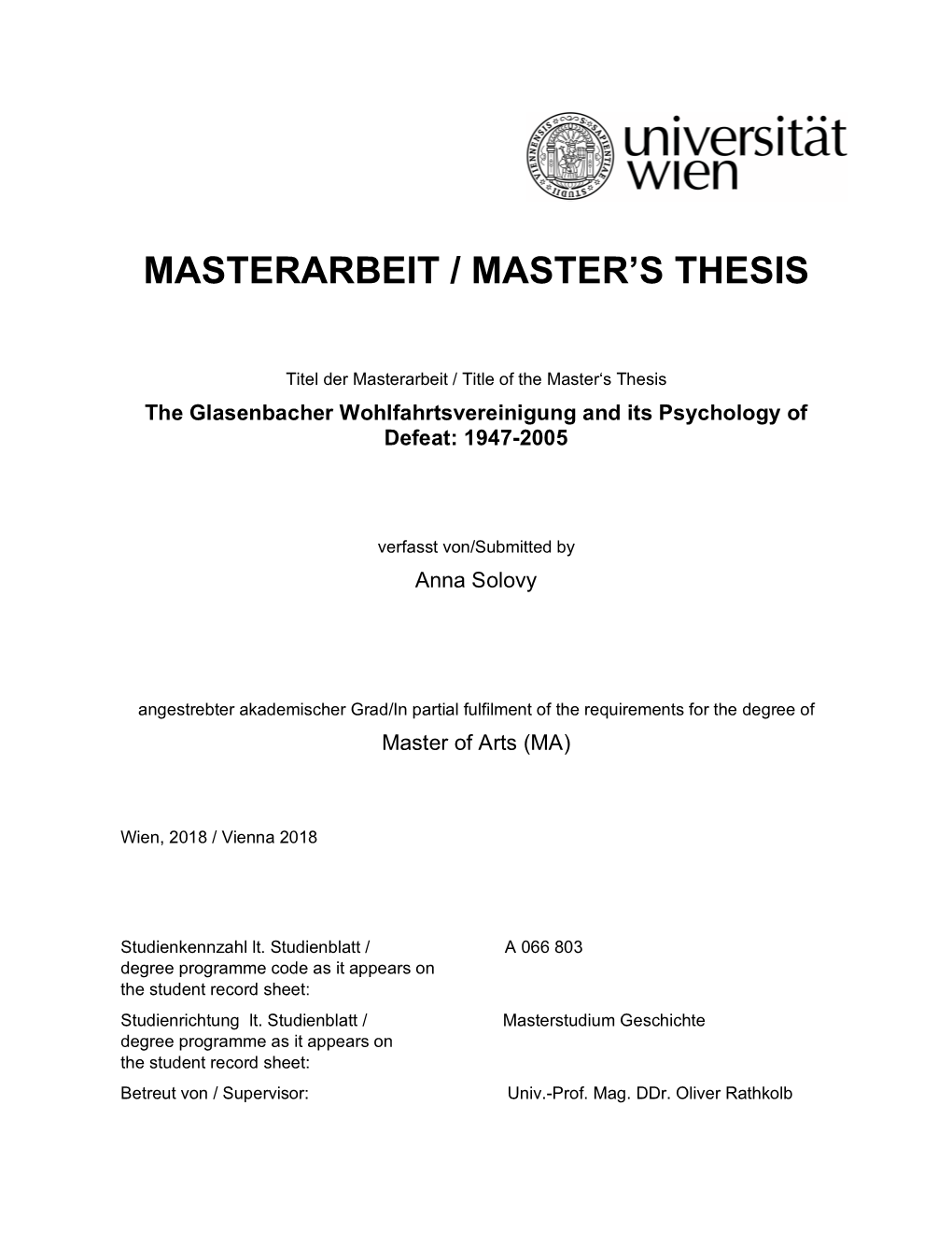 Masterarbeit / Master's Thesis