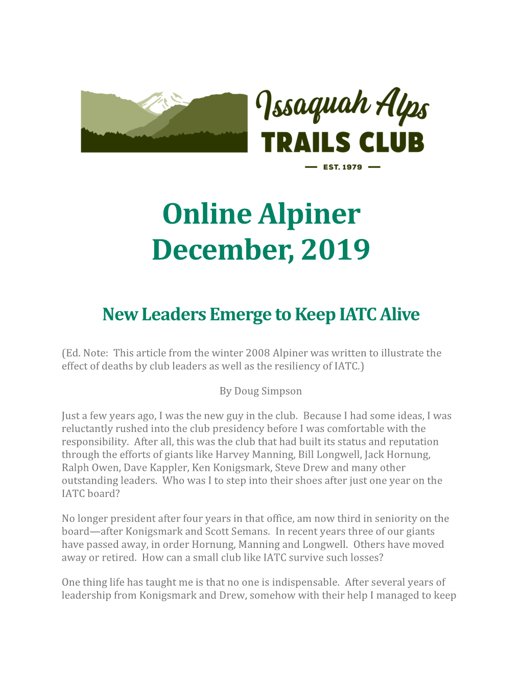 Online Alpiner December, 2019