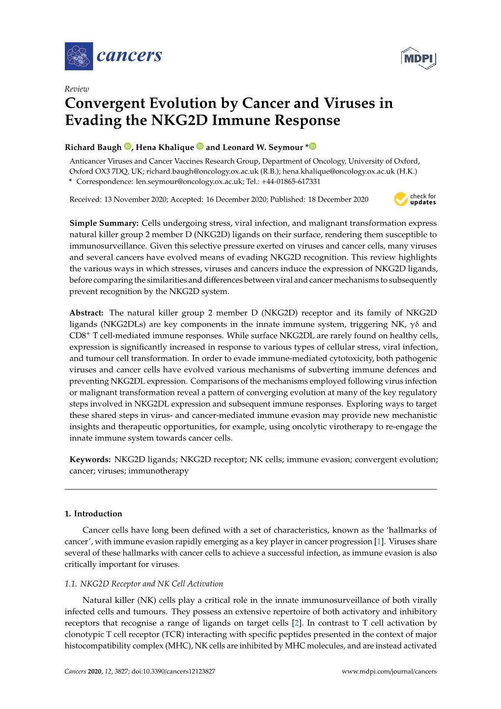 Convergent Evolution by Cancer and Viruses in Evading the NKG2D Immune Response