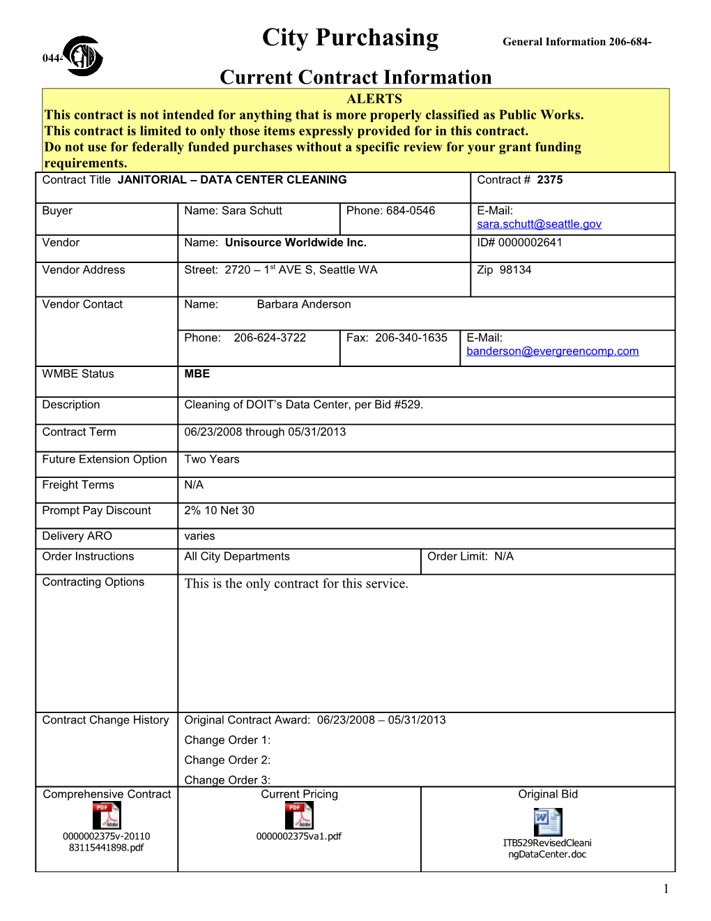 Current Contract Information Form s12