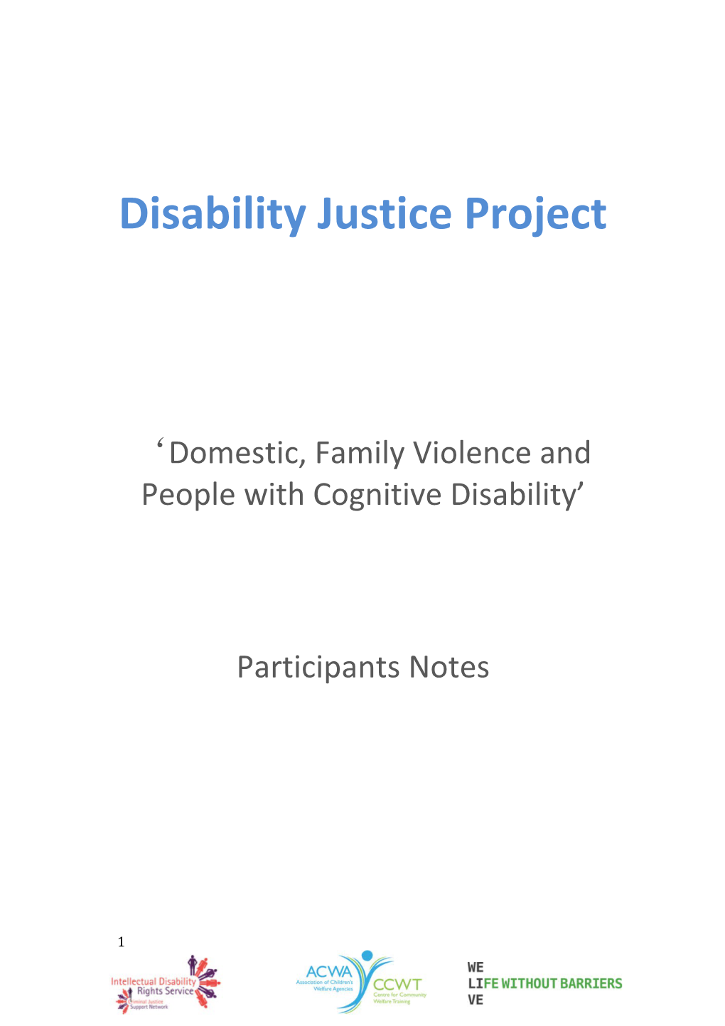 Domestic, Family Violence and People with Cognitive Disability