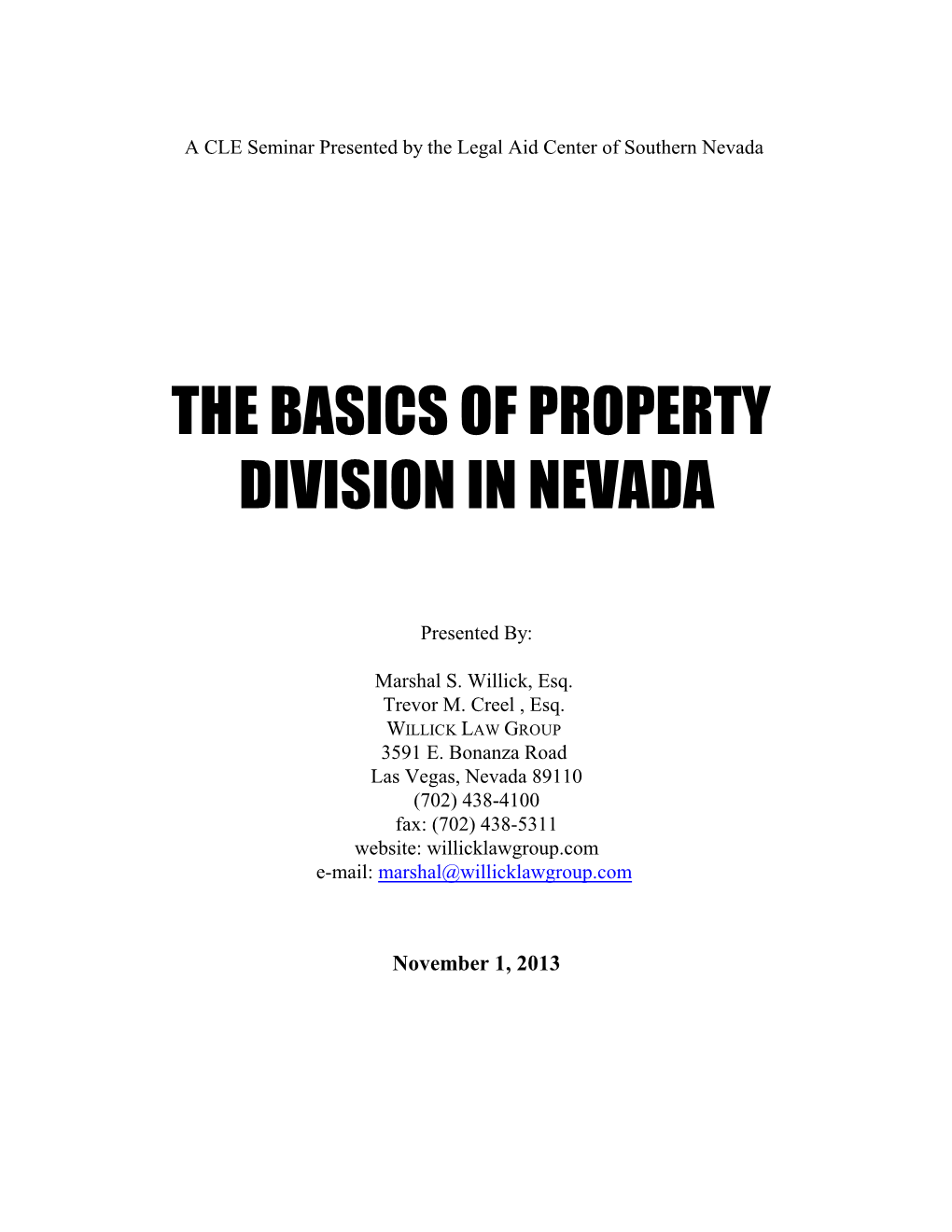 The Basics of Property Division in Nevada