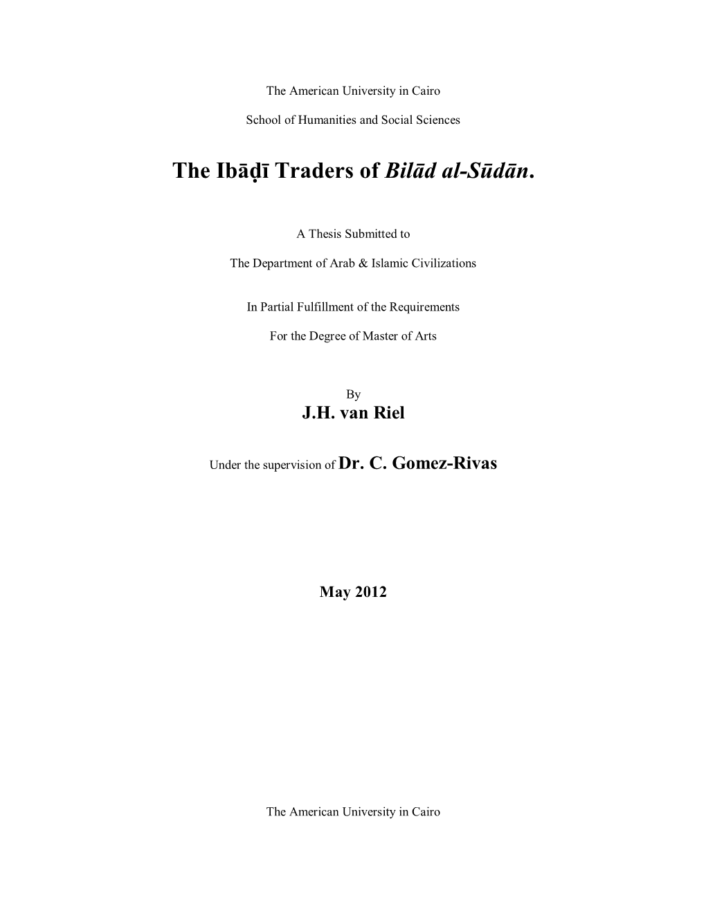 The Ibāḍī Traders of Bilād Al-Sūdān