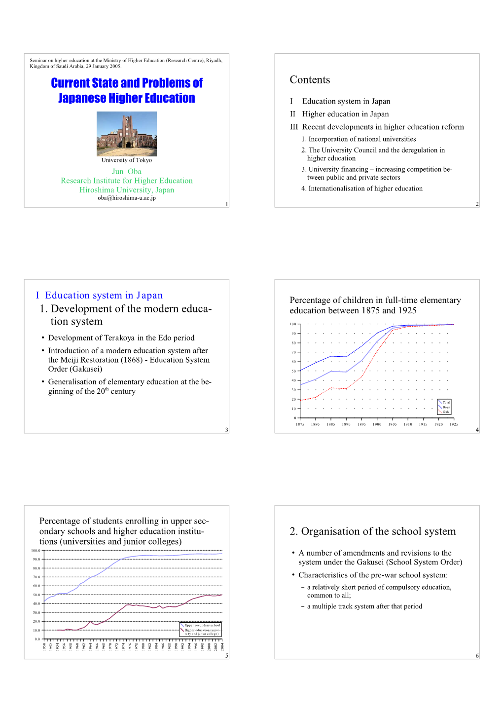 Current State and Problems of Japanese Higher Education