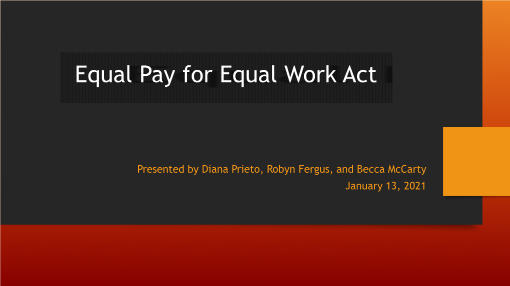 Equal Pay for Equal Work Act