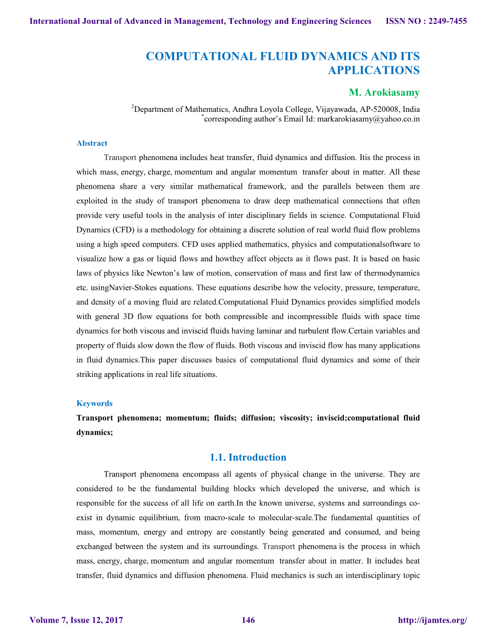 Computational Fluid Dynamics and Its Applications