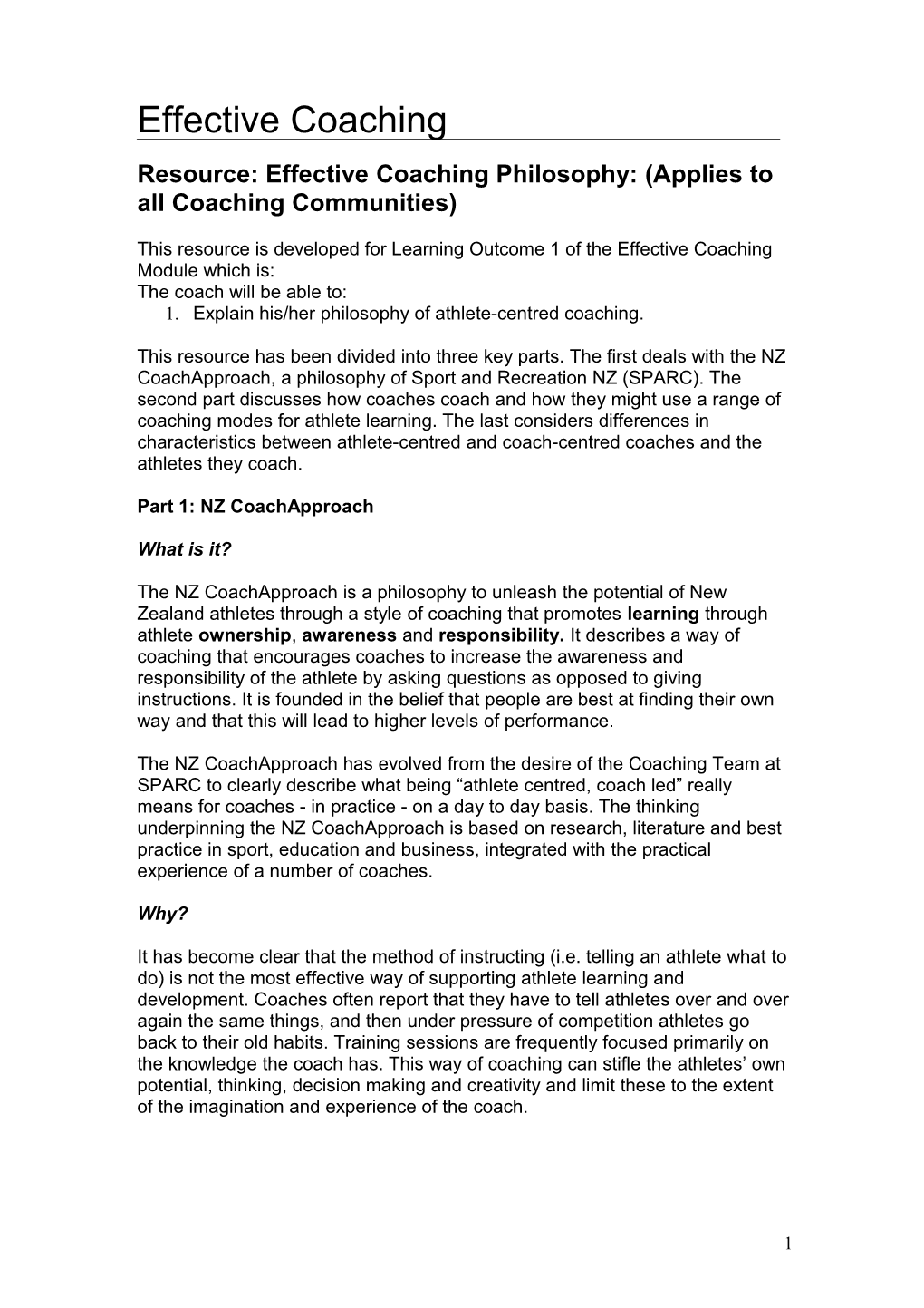 Athlete- And Coach- Centred Coaches