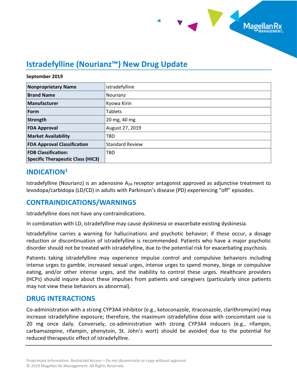 Istradefylline (Nourianz™) New Drug Update