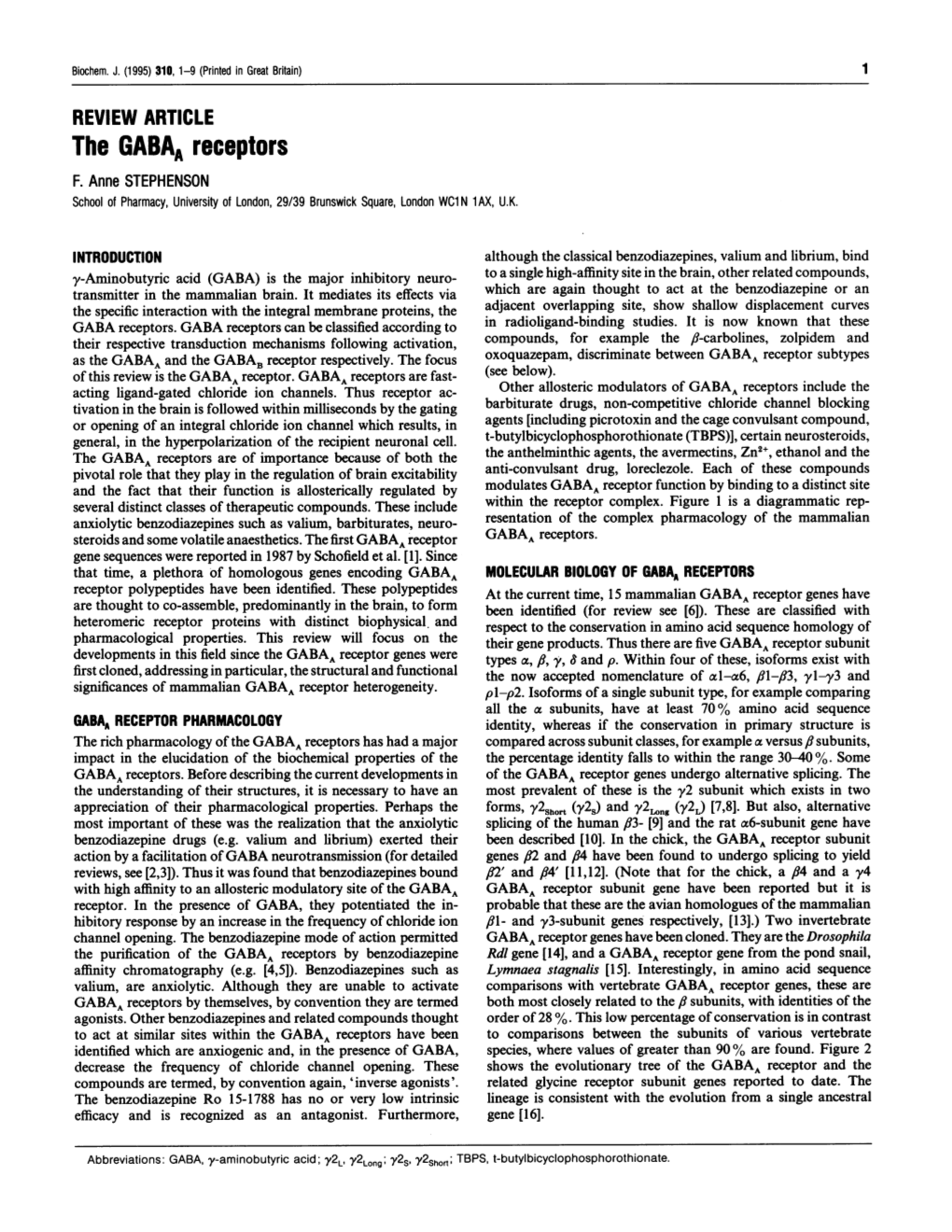 REVIEW ARTICLE the GABAA Receptors F