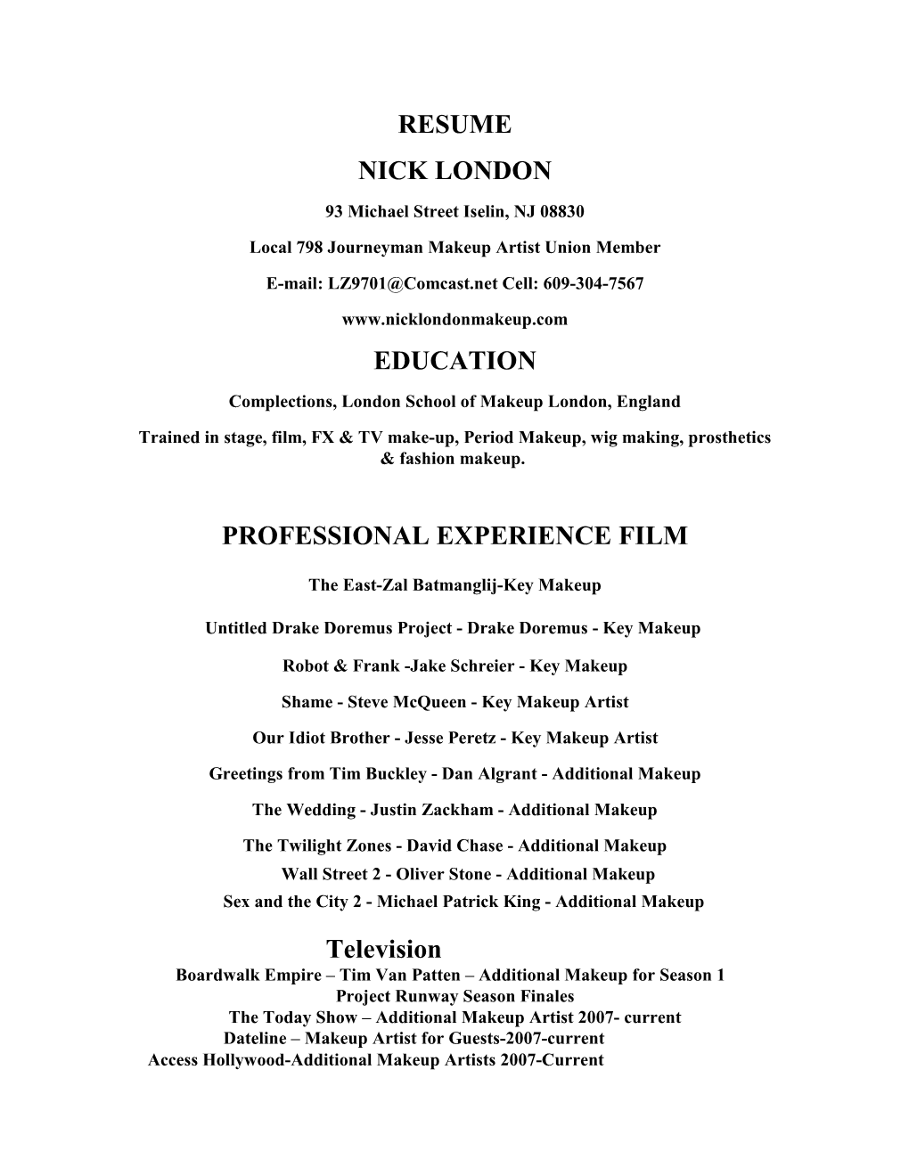 Resume Nick London Education Professional