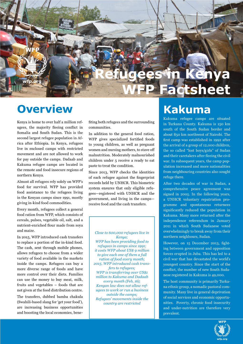 Refugees in Kenya WFP Factsheet