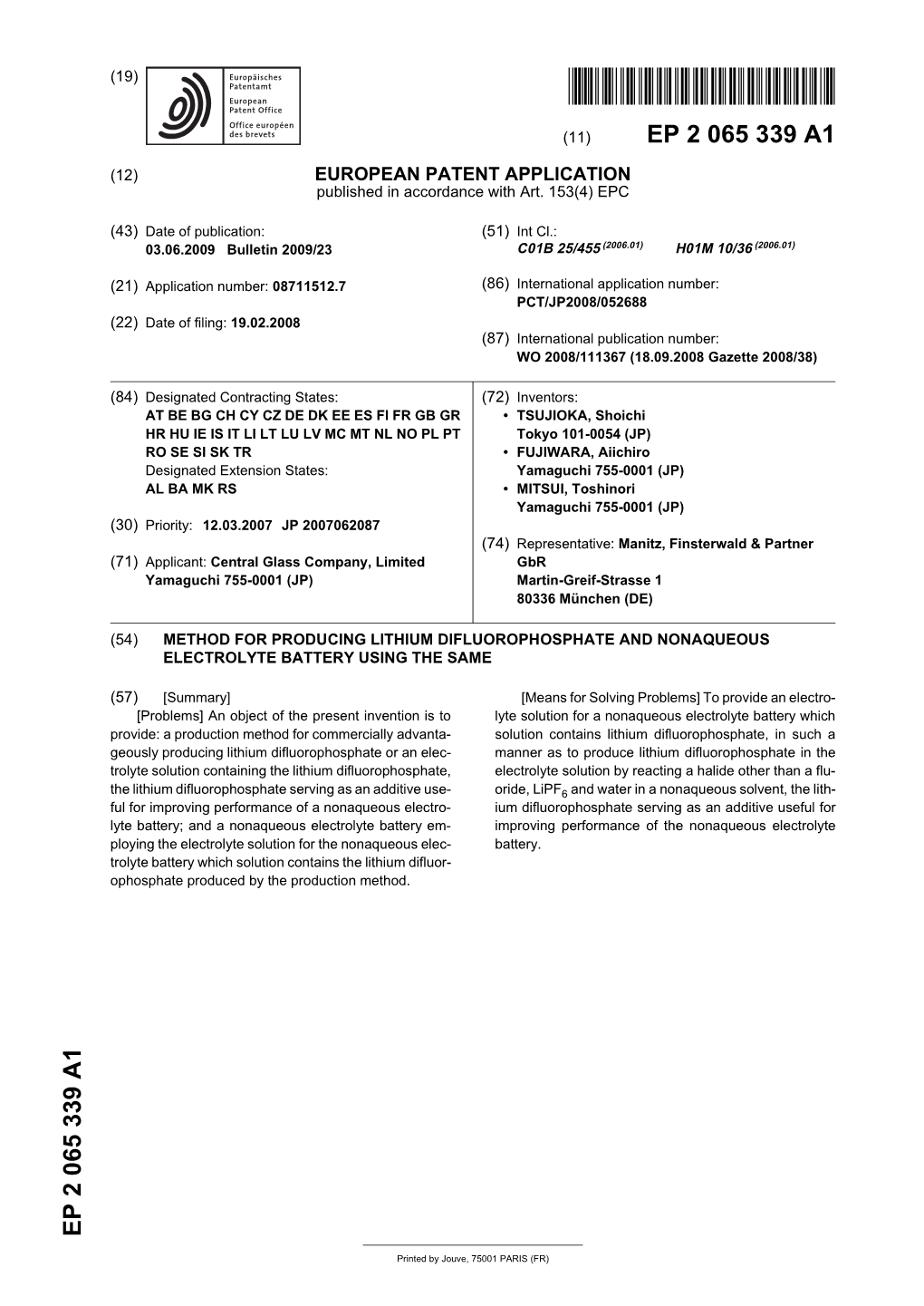 Method for Producing Lithium Difluorophosphate and Nonaqueous Electrolyte Battery Using the Same