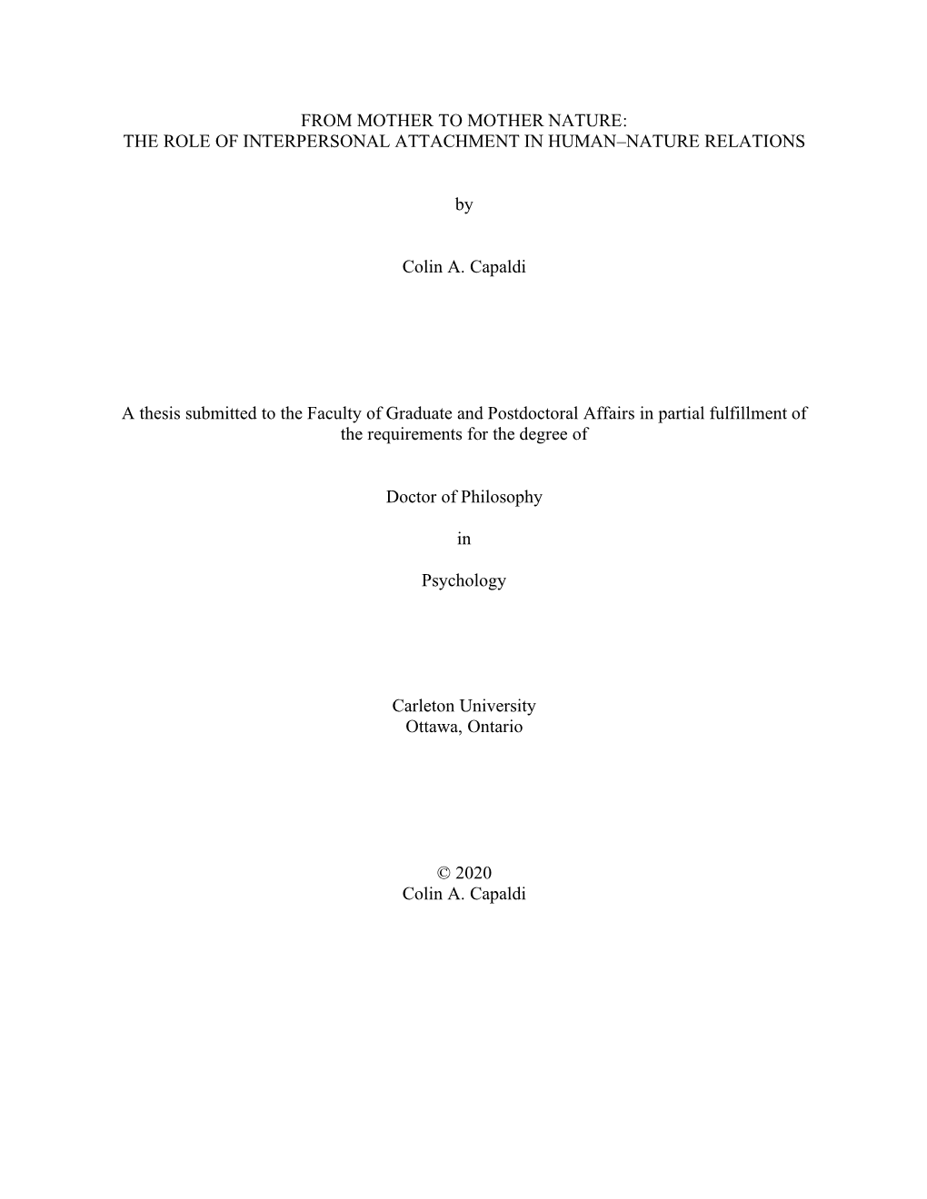 From Mother to Mother Nature: the Role of Interpersonal Attachment in Human–Nature Relations