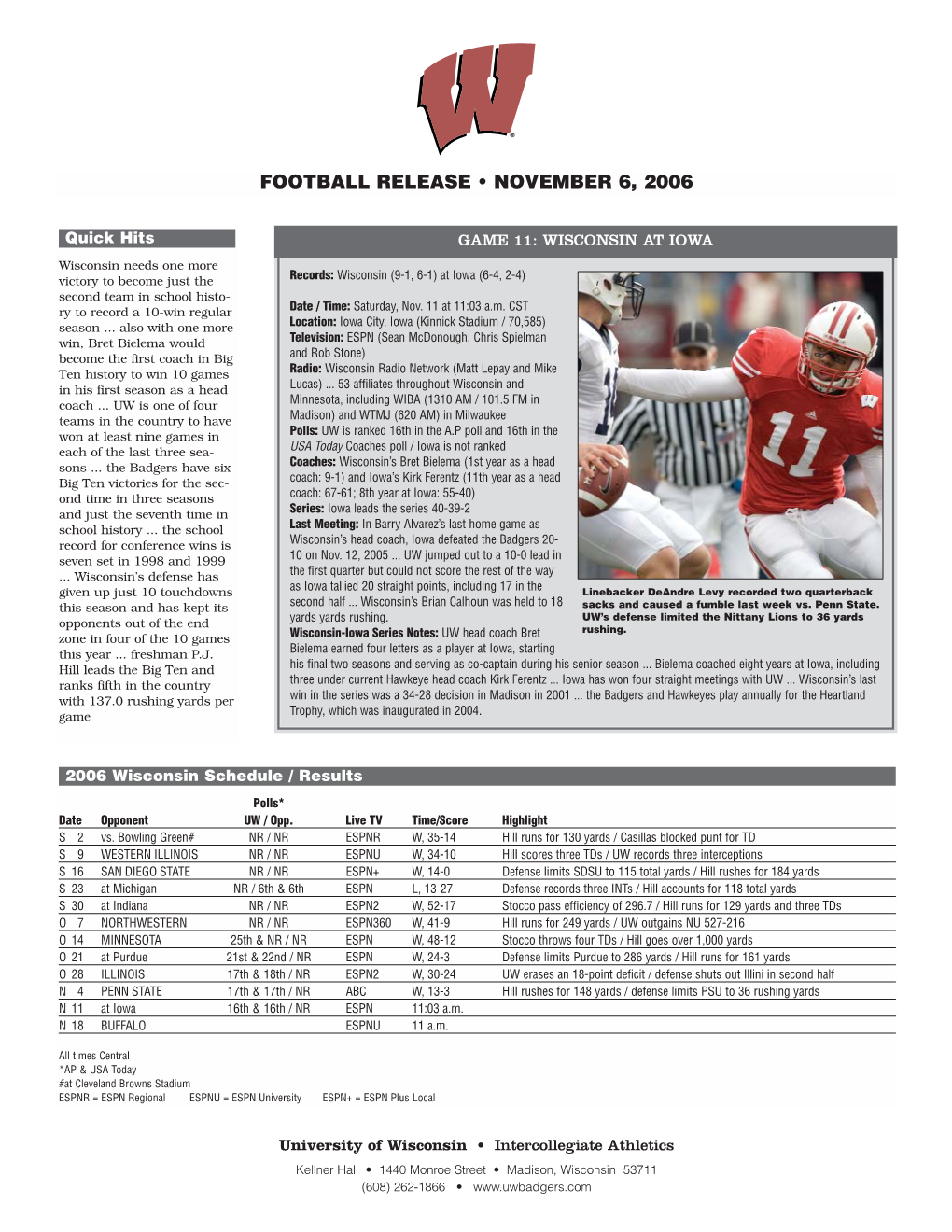 Football Release • November 6, 2006