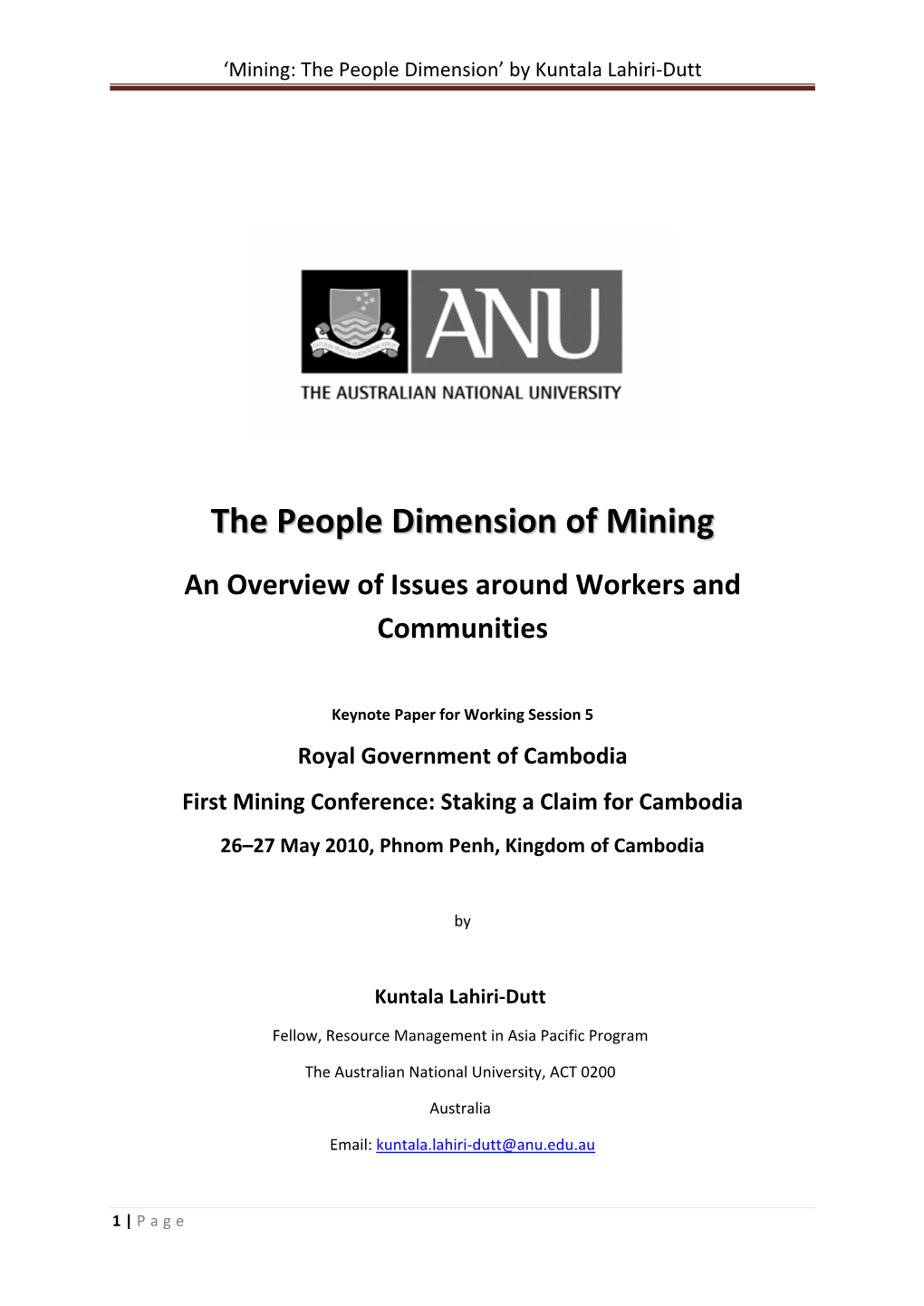 The People Dimension of Mining