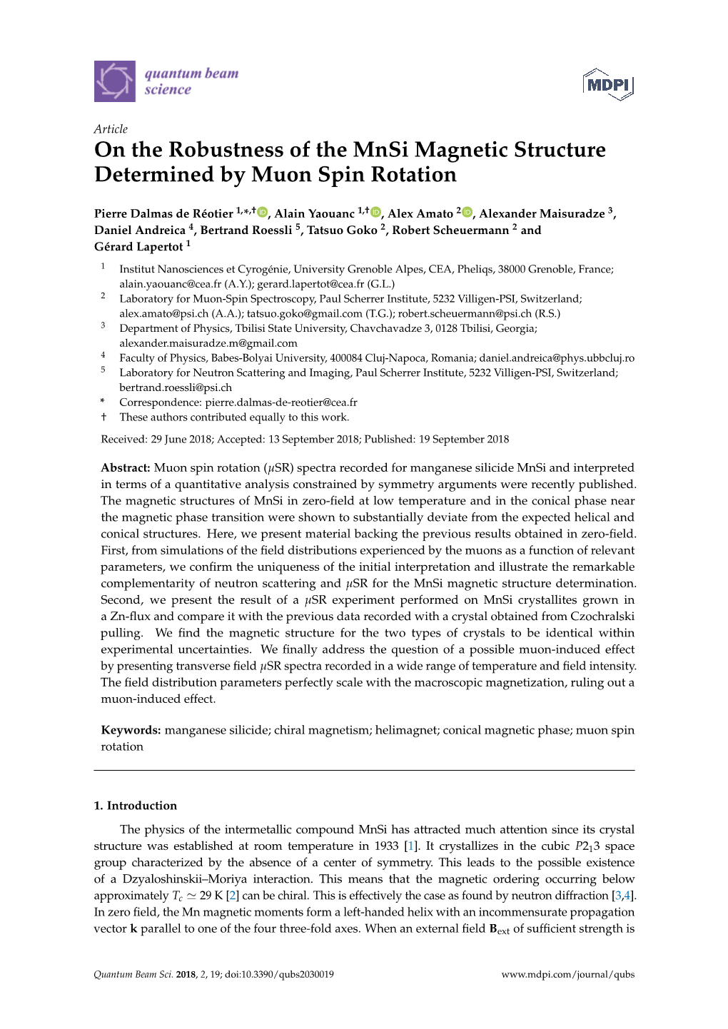 On the Robustness of the Mnsi Magnetic Structure Determined by Muon Spin Rotation