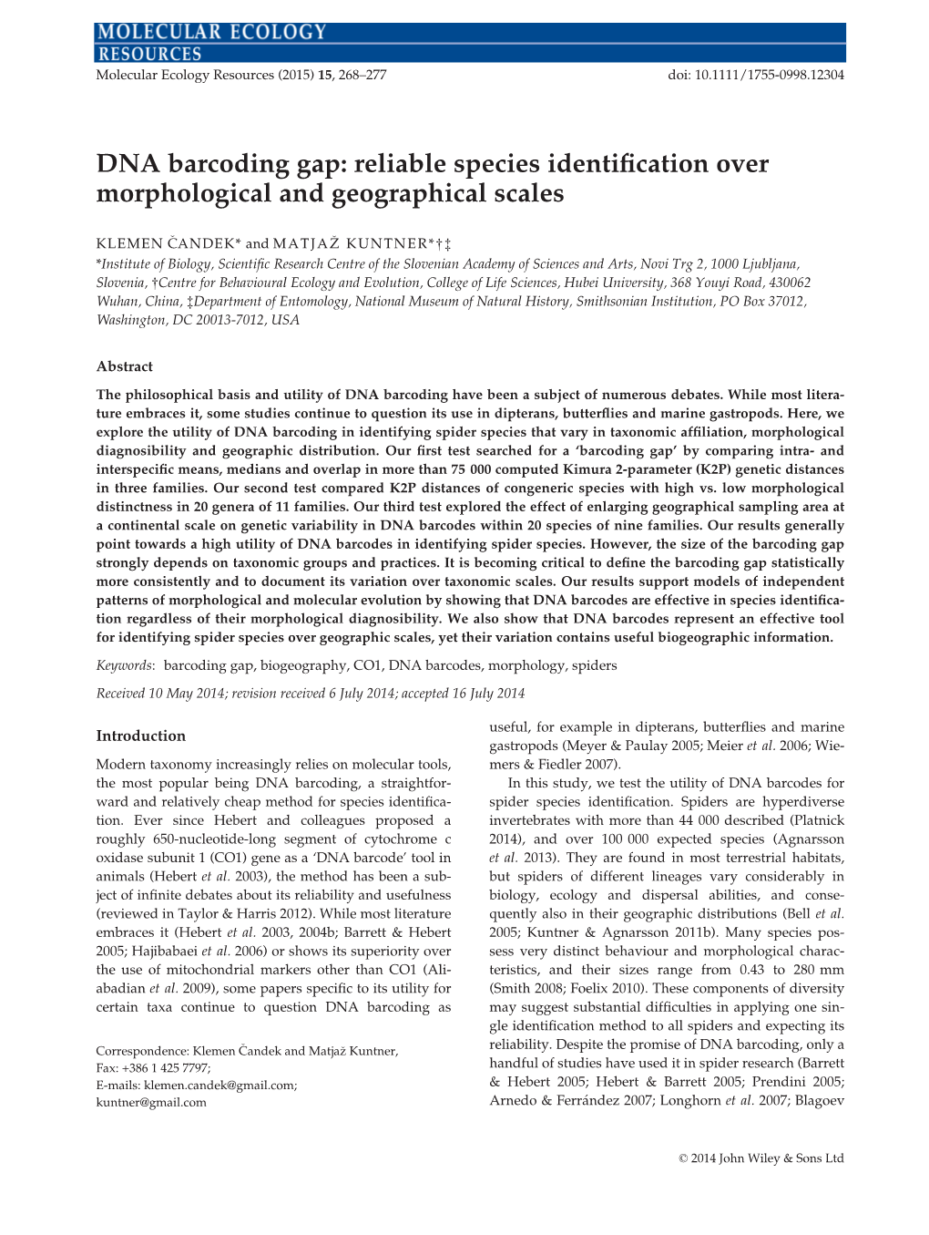 DNA Barcoding Gap: Reliable Species Identification Over Morphological