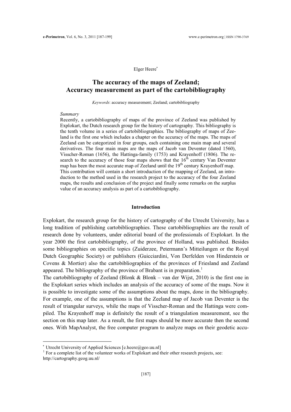 Accuracy Measurement As Part of the Cartobibliography