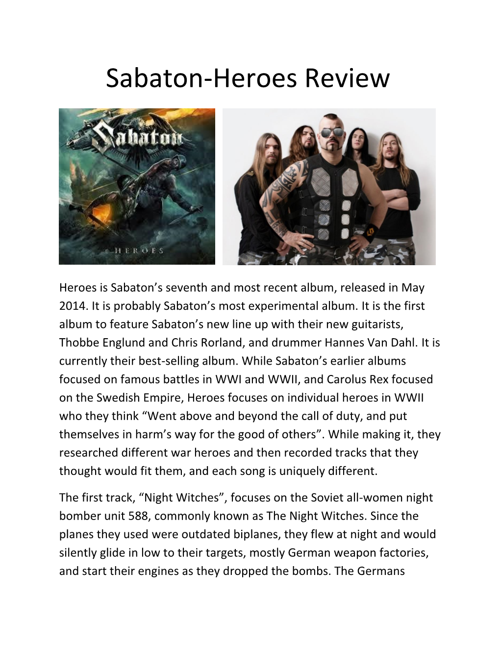 Sabaton-Heroes Review