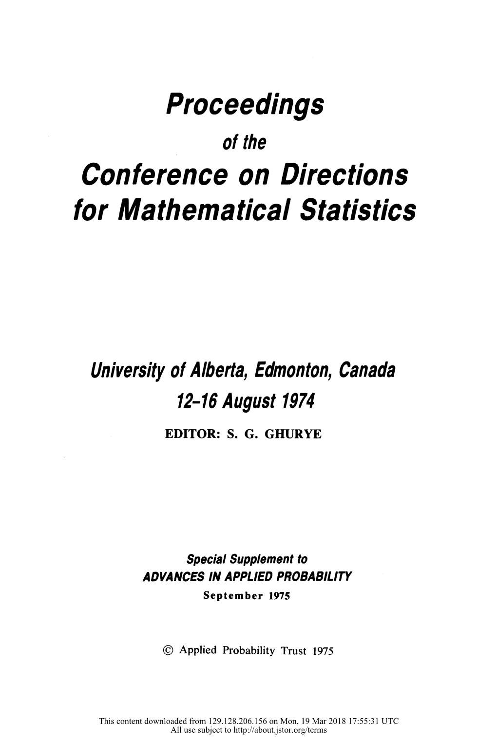 Directions for Mathematical Statistics