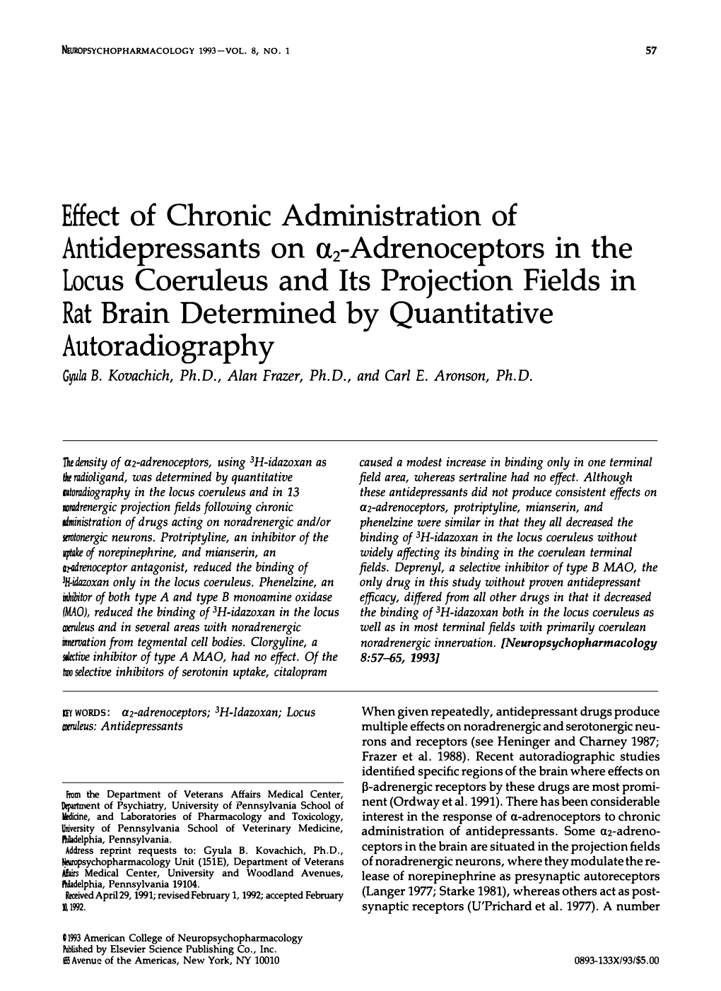 Effect of Chronic Administration of Antidepressants on (12