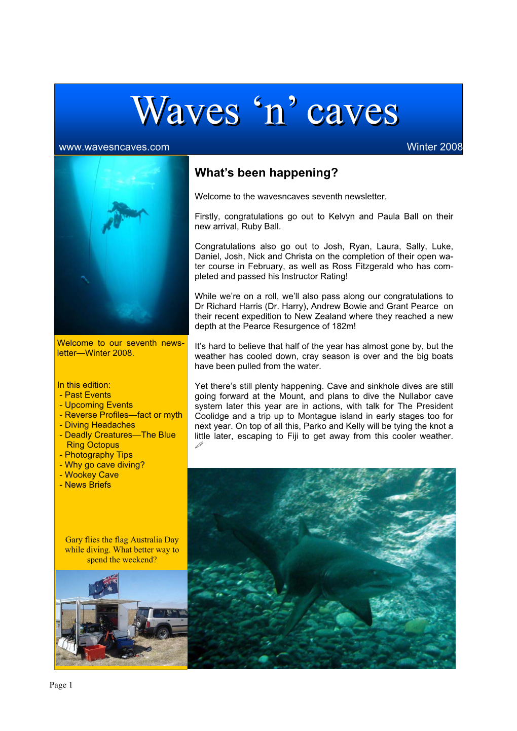 Waves N Caves Mailing List