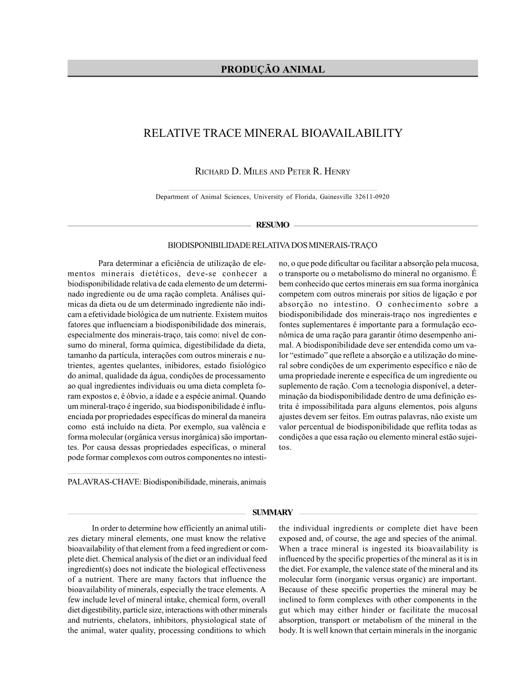 Relative Trace Mineral Bioavailability