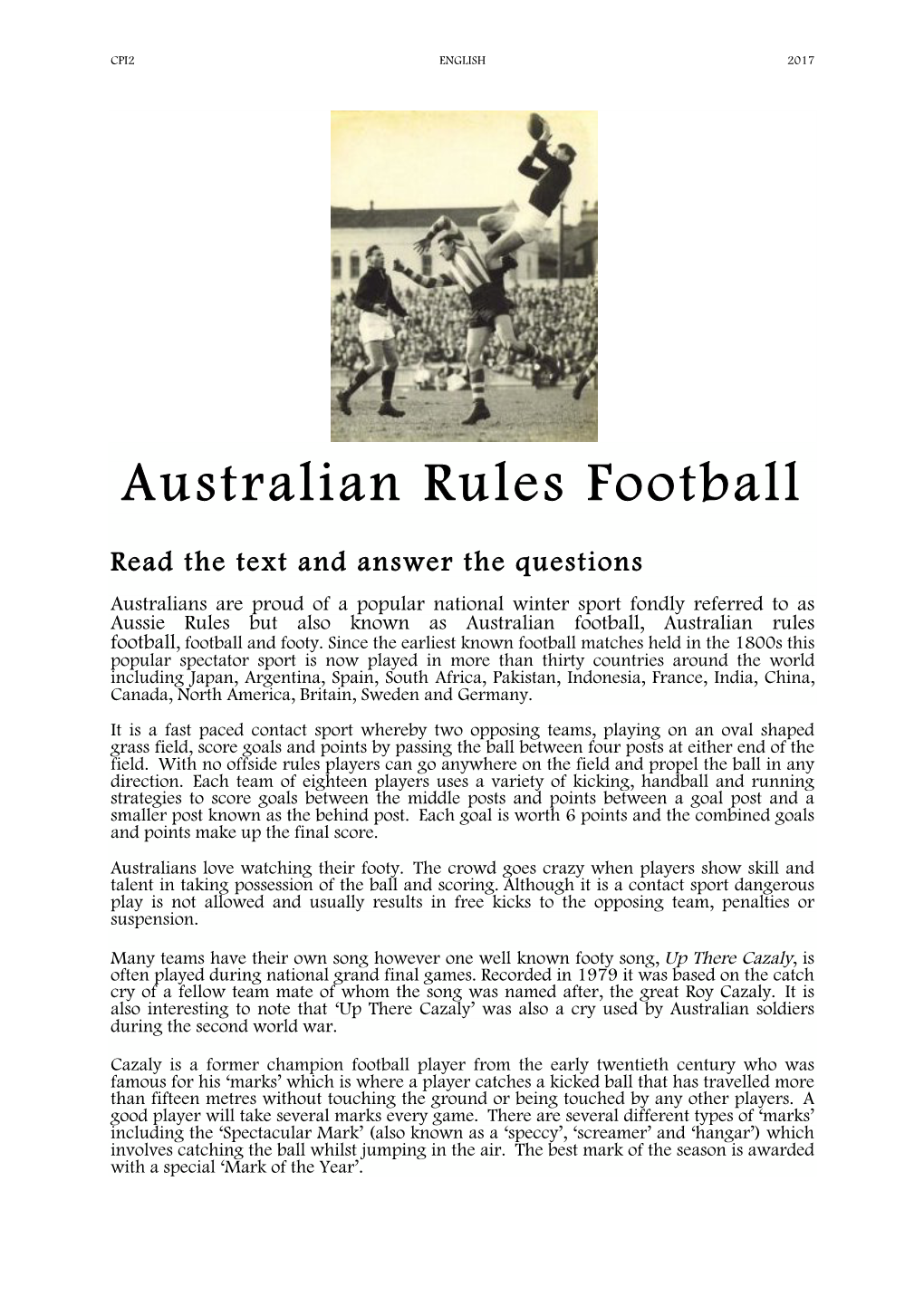 Australian Rules Football