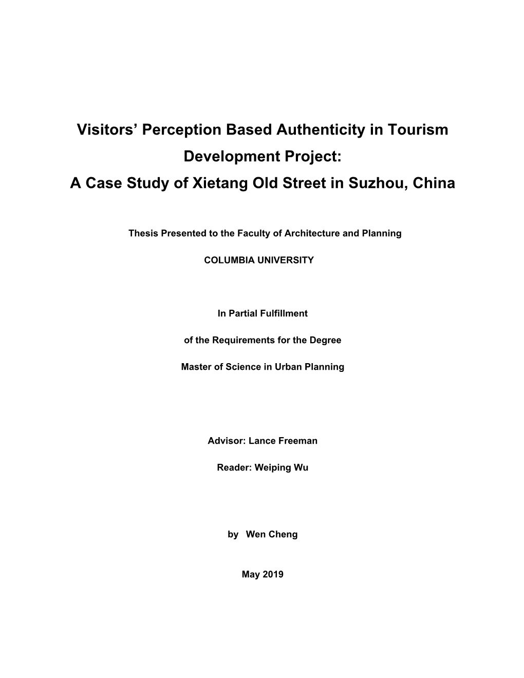 Visitors' Perception Based Authenticity in Tourism