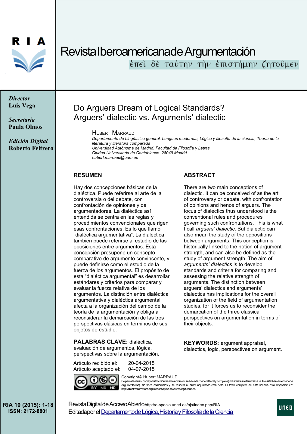 Revista Iberoamericana De Argumentación