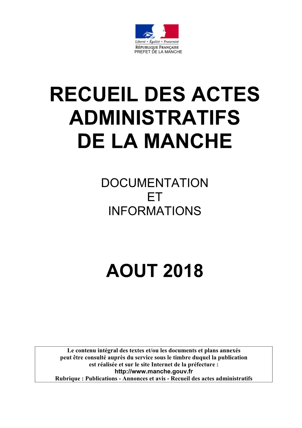 Recueil Des Actes Administratifs De La Manche