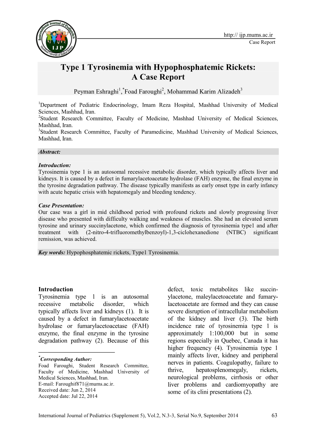 Type 1 Tyrosinemia with Hypophosphatemic Rickets: a Case Report