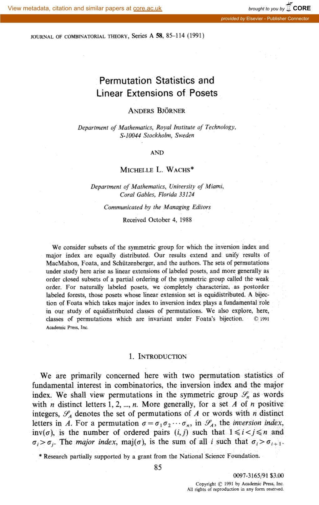 Permutation Statistics and Linear Extensions of Posets