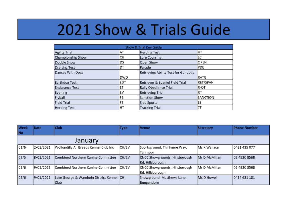 2021 Show & Trials Guide