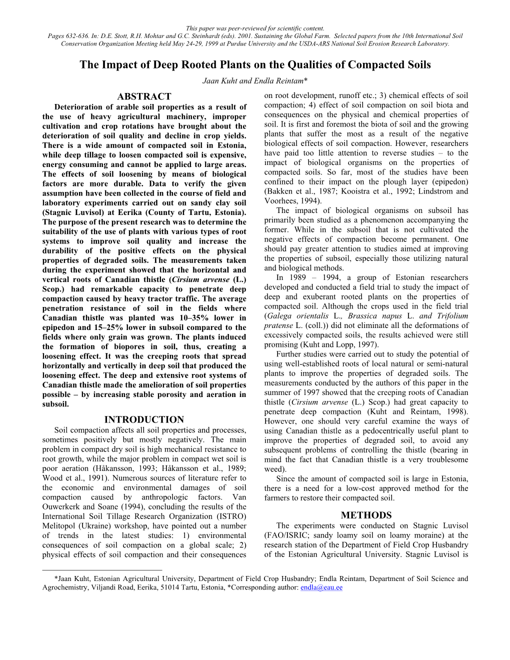 The Impact of Deep Rooted Plants on the Qualities of Compacted Soils