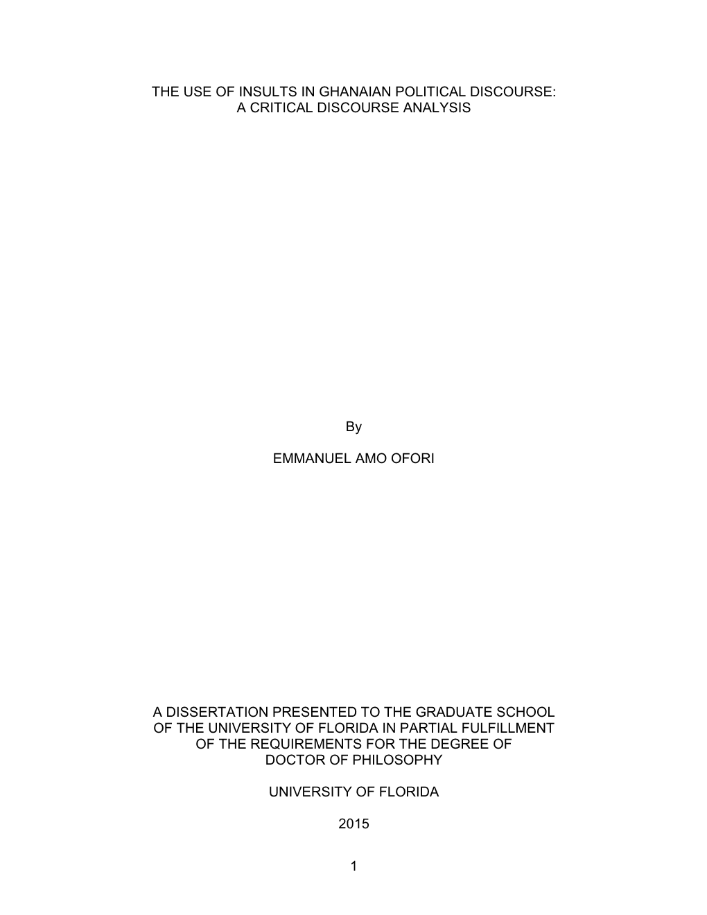 University of Florida Thesis Or Dissertation Formatting