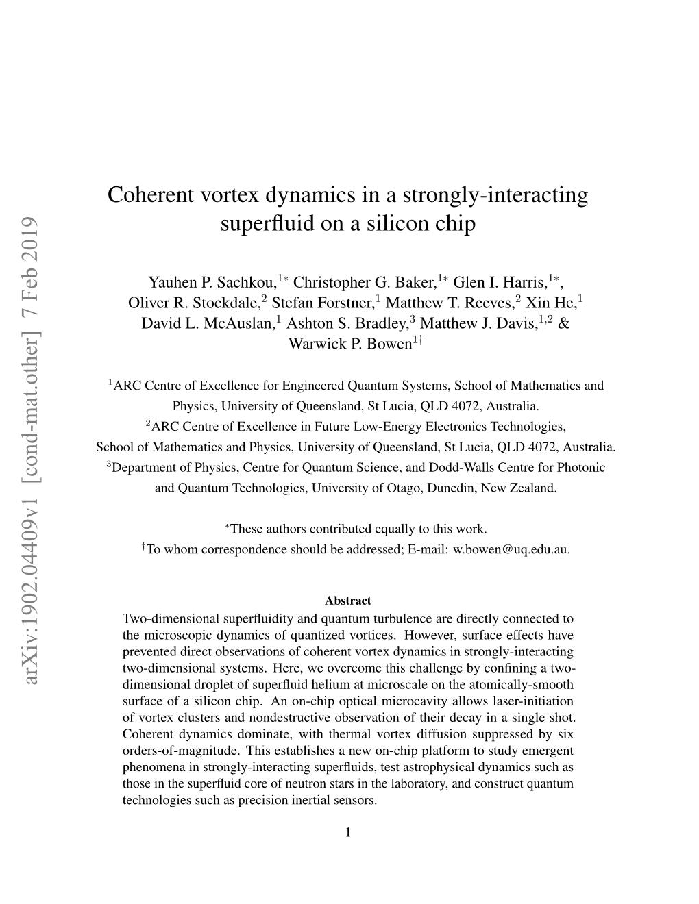 Coherent Vortex Dynamics in a Strongly-Interacting Superfluid on A