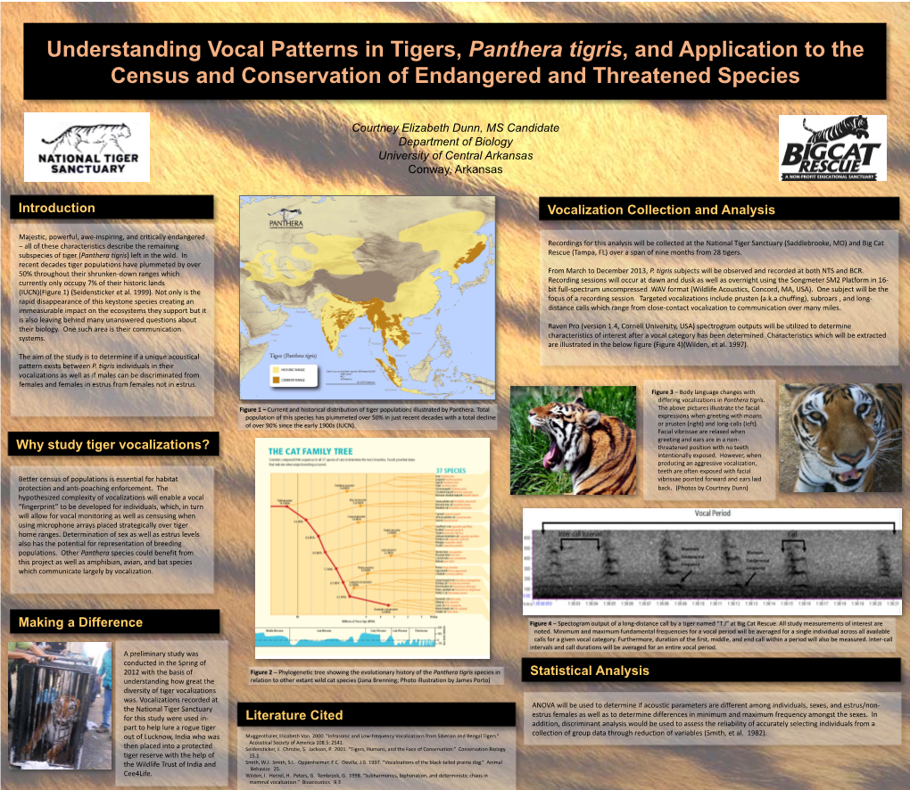 Understanding Vocal Patterns in Tigers, Panthera Tigris, and Application to the Census and Conservation of Endangered and Threatened Species