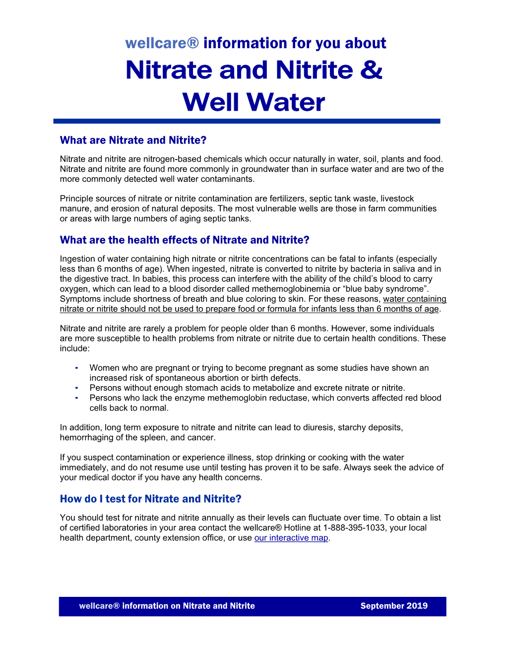 Wellcare® Information for You About Nitrate and Nitrite &