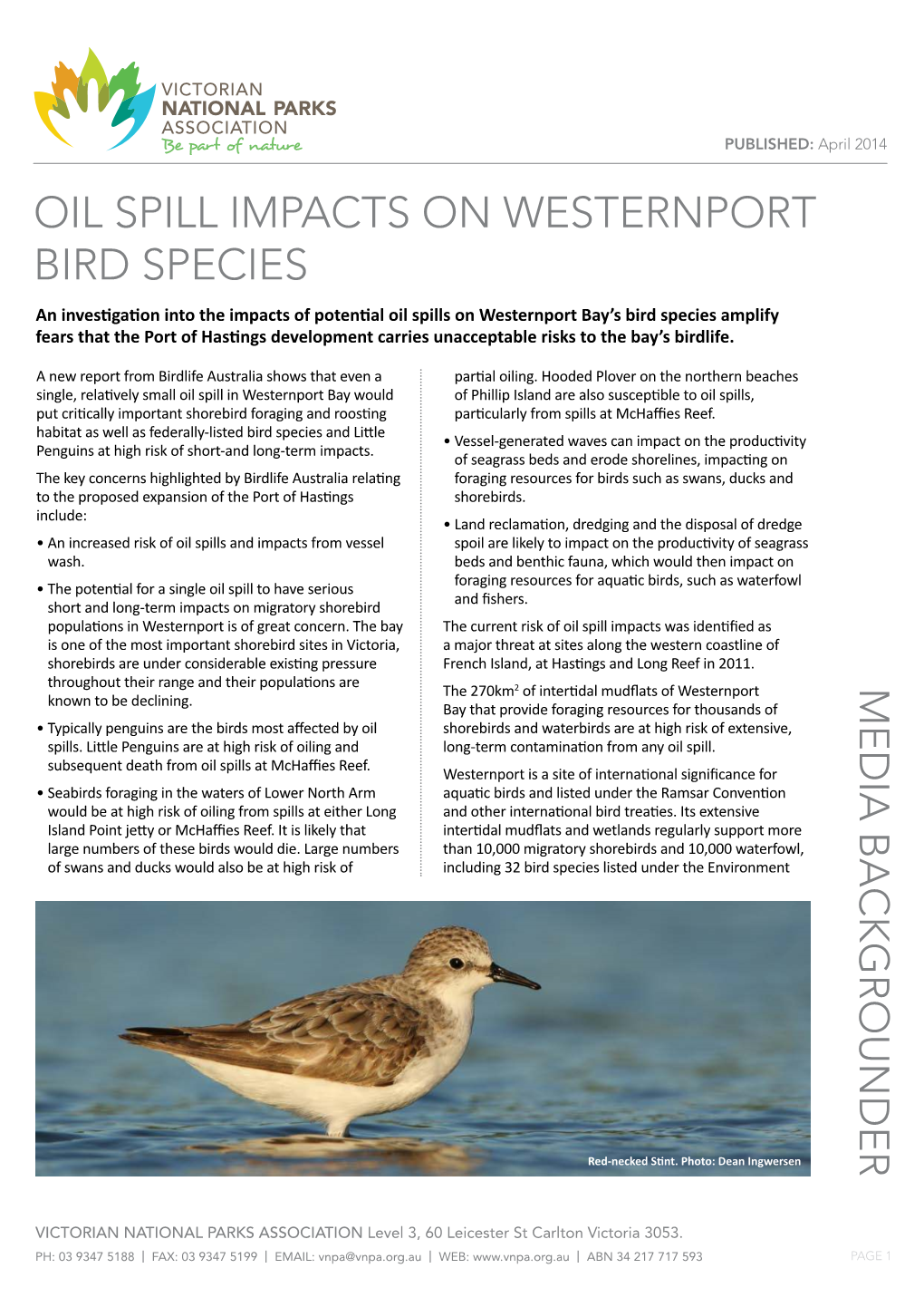 Oil Spill Impacts on Western Port Bird Species
