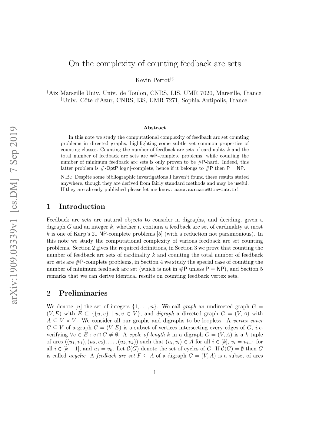 On the Complexity of Counting Feedback Arc Sets