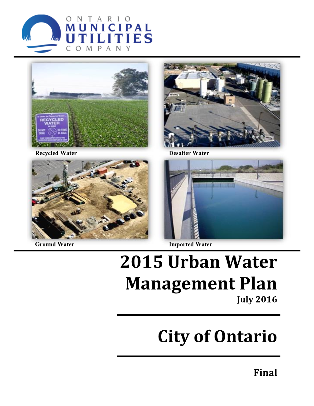 2015 Urban Water Management Plan July 2016