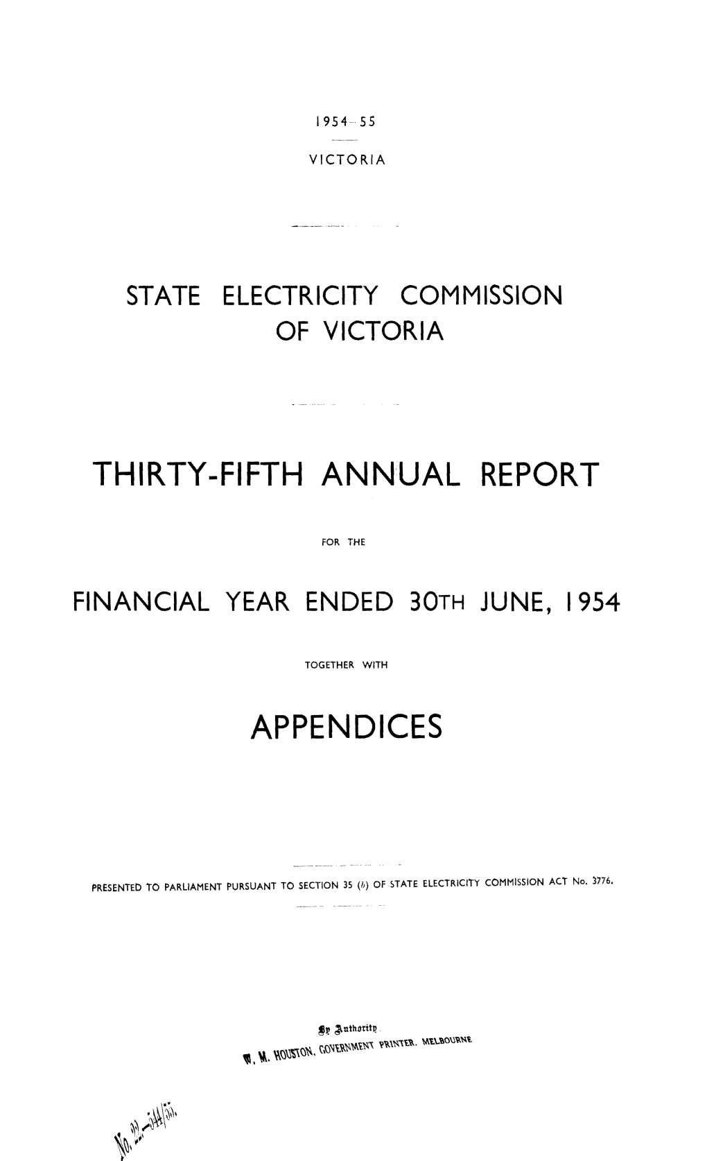 Thirty-Fifth Ann'ual Report Appendices